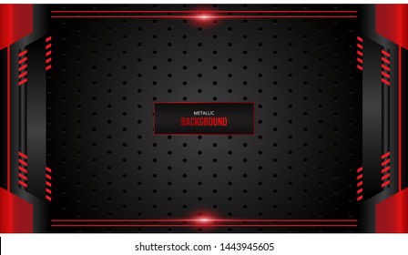 Abstract Metallic Background. Black Background Vector. Red