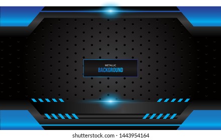 Abstract Metallic Background. Black Background Vector. Blue