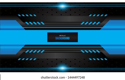 Abstract Metallic Background. Black Background Vector. Blue