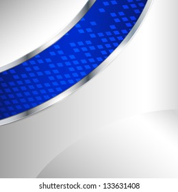 Abstract metallic background with blue element. Vector illustration.