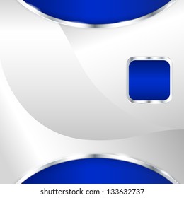 Abstract metallic background with blue element. Vector illustration.