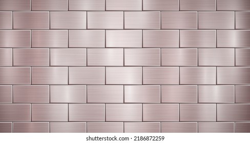 Abstract metallic background in bronze colors with highlights, consisting of voluminous convex rectangles, like bricks