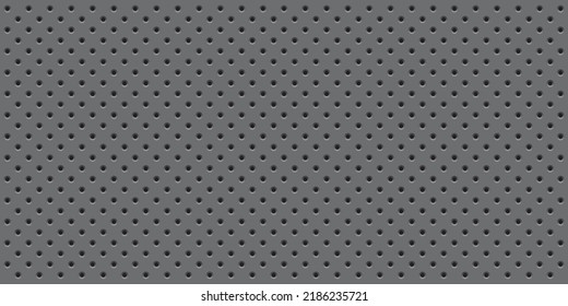 Abstract Metallic Background Design, Dark Grey Perforated Surface, Spotted Texture in Editable Vector Format