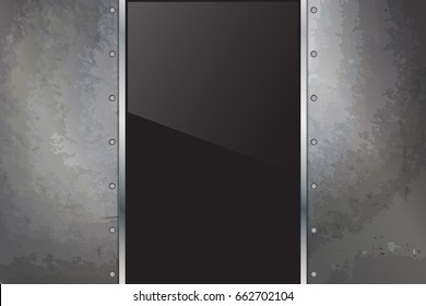 Abstract metallic background with glossy banner.