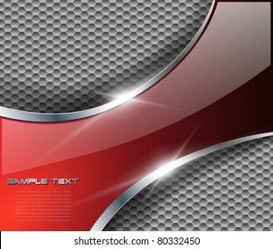 Abstract metallic background with glossy banner, vector.