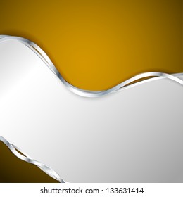 Abstract metallic background with gold element. Vector illustration.