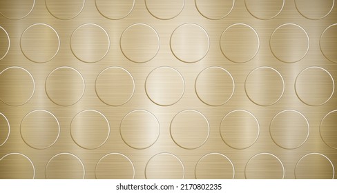 Abstract metallic background in golden colors with highlights and a texture of big voluminous convex circles