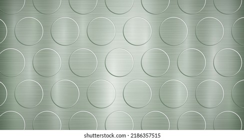 Abstract metallic background in green colors with highlights and a texture of big voluminous convex circles