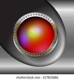 The abstract metallic background and infographic element