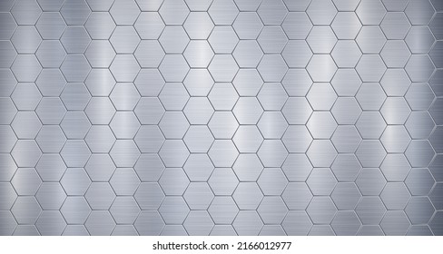 Fondo metálico abstracto en colores azul claro con realce, compuesto por placas hexagonales voluminosas