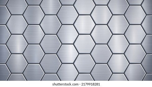 Fondo metálico abstracto en colores azul claro con realce, compuesto por placas hexagonales voluminosas