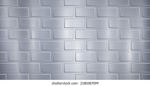 Resumen de fondo metálico en colores azul claro con resaltados y textura de grandes rectángulos convexos voluminosos, como ladrillos