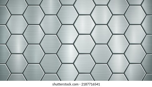 Fondo metálico abstracto en colores azul claro con realce, compuesto por placas hexagonales voluminosas