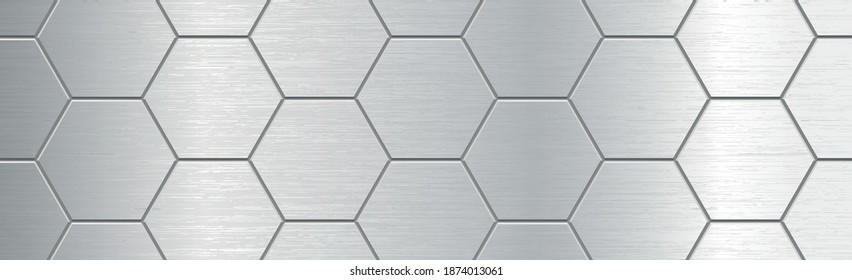 Abstract metallic background pattern with hexagons texture - Vector illustration