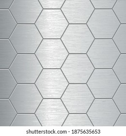 Abstract metallic background pattern with hexagons texture - Vector illustration