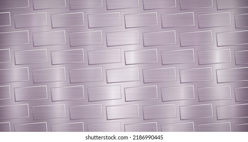 Abstrakter metallischer Hintergrund in violetten Farben mit Highlights und einer Textur großer voluminöser, konvexe Rechtecke, wie z. B. Ziegelsteine