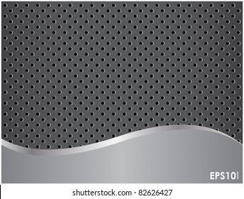 Abstract metallic background with a roughness and punched holes