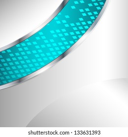 Abstract metallic background with turquoise element. Vector illustration.