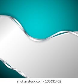 Abstract metallic background with turquoise element. Vector illustration.