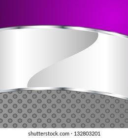 Abstract metallic background with violet element. Vector illustration.
