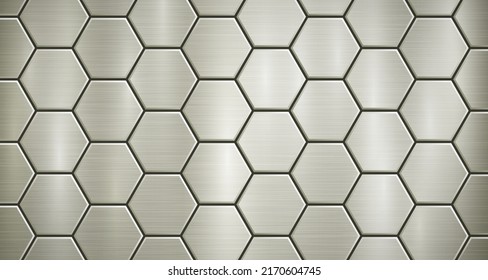 Fondo metálico abstracto en colores amarillos con realce, compuesto por placas hexagonales voluminosas