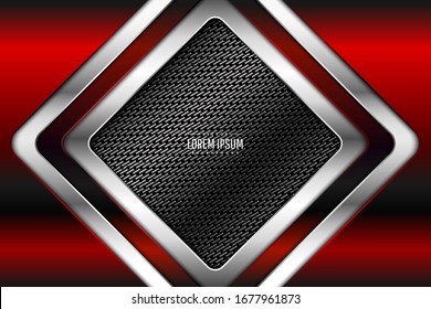 Abstract metallic background.Elegant of red with carbon fiber texture .Vector illustration.Eps10