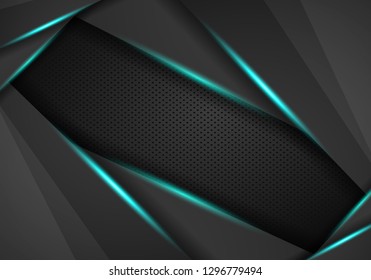 abstract metallic black blue frame sport design concept innovation background