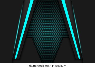 abstract metallic black blue frame sport design concept innovation background. Technology background with metallic banner. vector illustration.
