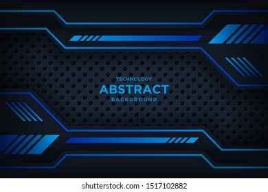 Abstract metallic black blue frame layout modern tech design template. Vector graphic.