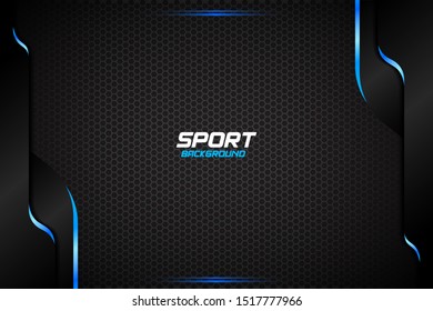 Abstract Metallic Black and Blue Frame. Sport Design Concept Innovation Background. Banner Design. Eps 10