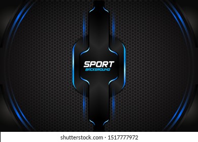 Abstract Metallic Black and Blue Frame. Sport Design Concept Innovation Background. Banner Design. Eps 10