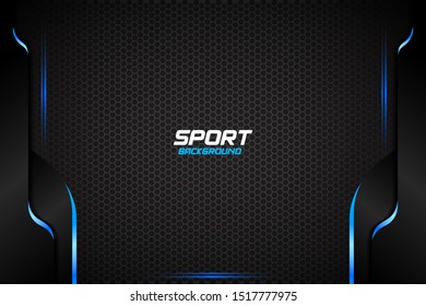 Abstract Metallic Black and Blue Frame. Sport Design Concept Innovation Background. Banner Design. Eps 10