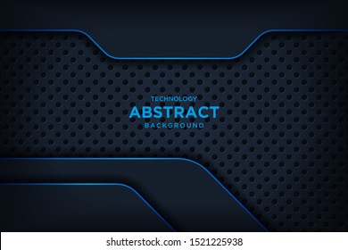 Abstract metallic black blue frame layout modern tech design template. Vector graphic.