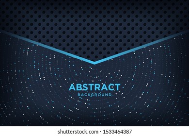 Abstract metallic black blue frame layout modern tech design template. Vector graphic.
