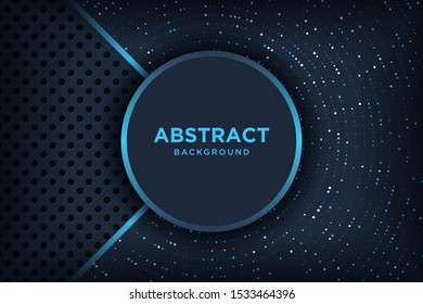 Abstract metallic black blue frame layout modern tech design template. Vector graphic.