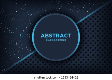 Abstract metallic black blue frame layout modern tech design template. Vector graphic.