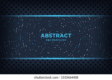 Abstract metallic black blue frame layout modern tech design template. Vector graphic.