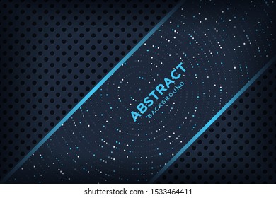 Abstract metallic black blue frame layout modern tech design template. Vector graphic.