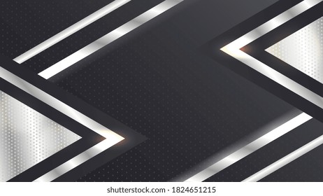 Abstract metallic black frame layout design tech innovation concept background. Metal technology background. Silver with dark space. Abstract background elegant metallic. Vector illustration.Eps10