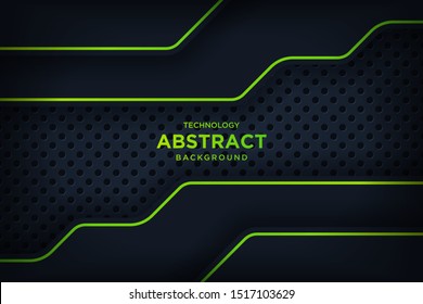 Abstract metallic black green frame layout modern tech design template. Vector graphic.