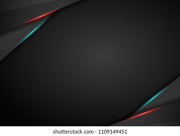 abstract metallic black with red and blue frame layout modern tech design template background. Vector graphic template design. Technology background with metallic banner.