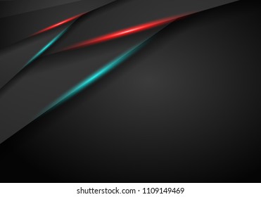 abstract metallic black with red and blue frame layout modern tech design template background. Vector graphic template design. Technology background with metallic banner.