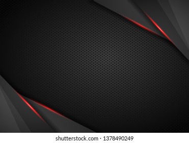 abstract metallic black Red frame sport design concept innovation background.