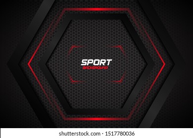 Abstract Metallic Black And Red Frame. Sport Design Concept Innovation Background. Banner Design. Eps 10