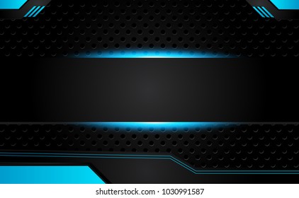 abstract metallic blue black frame design innovation concept layout background.Vector digital art.