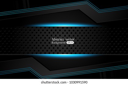 abstract metallic blue black frame design innovation concept layout background.Vector digital art.
