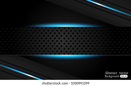 abstract metallic blue black frame design innovation concept layout background.Vector digital art.