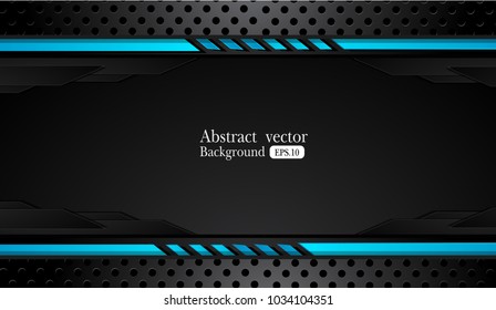 abstract metallic blue black frame design innovation concept layout background. for text and message artwork design.Vector Illustration.