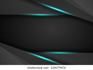 abstract metallic blue black frame layout modern tech design template background