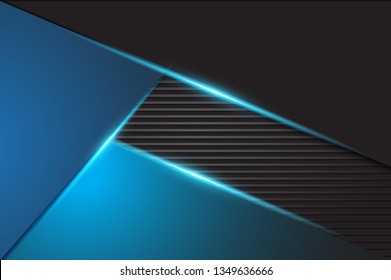 Abstract metallic blue black frame layout modern tech design template background - Vector
